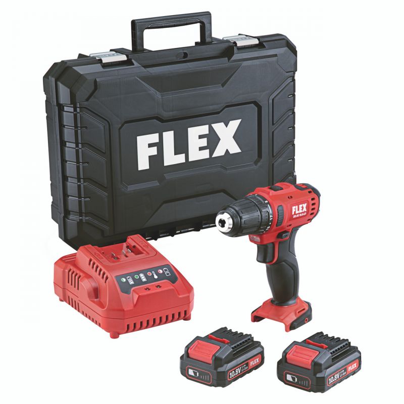 Flex 10.8v Drill kit Inc 2 batteries, charger & case